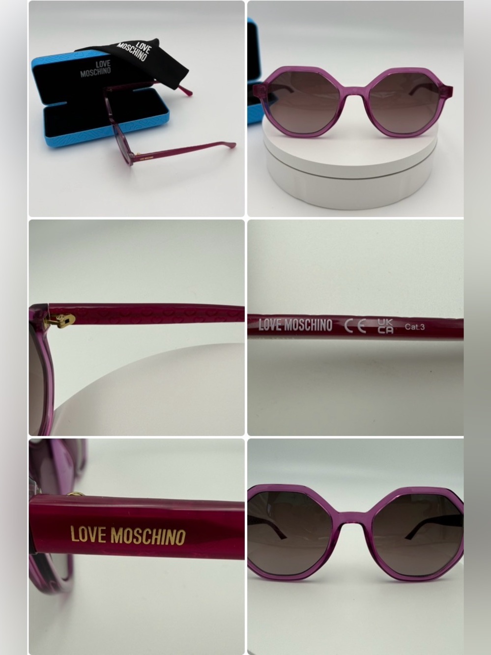 NWNT Love Moschino Women’s Plum Rectangular Eyeglasses with Blue Case